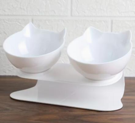 Cuenco doble elevado con soporte