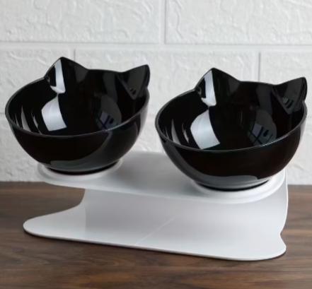 Cuenco doble elevado con soporte